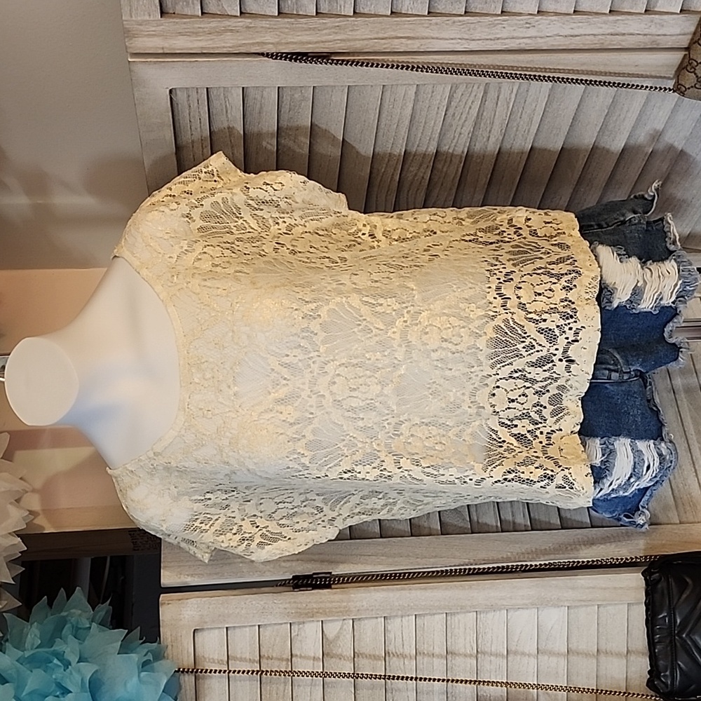 Forever 21 brand cropped lace top